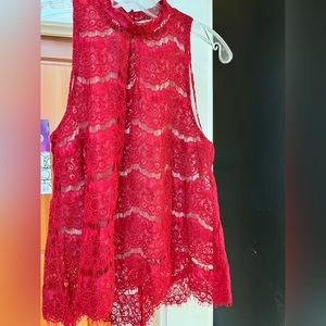 Love fire red lace blouse